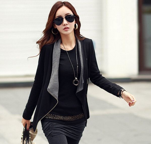 

autumn new women long sleeve casual short jacket coat basic style slim female winter zipper outerwear jackets, Black;brown