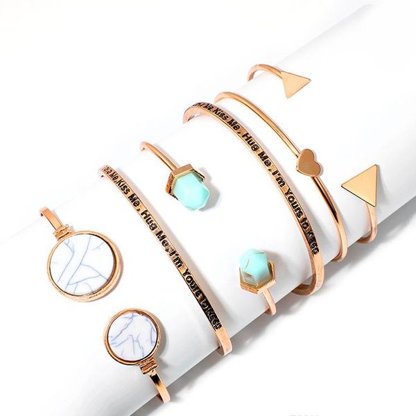 

6pcs/set bohemian charm bracelets set for women vintage multilayer statement bracelet female fashion jewelry birthday gift dhl m259f, Golden;silver