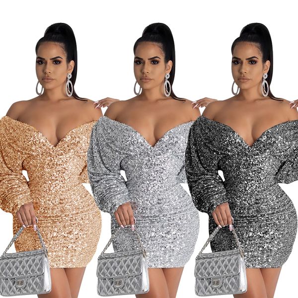 

women's popular new multi color fashion sequin evening dress dress fashion party dresses nightclub style slim, White;black