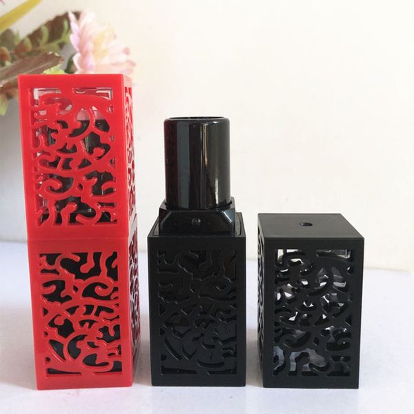 

красный черный полый стиль бальзам для губ бутылка diy квадратные помады трубка контейнер макияж косметический инструмент