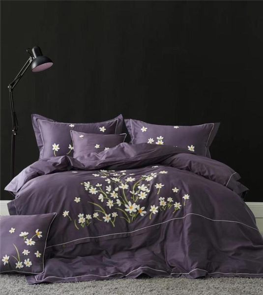 

bedding sets 34embroidery egyptian cotton set  king size duvet cover bed linen sheet pillowcases 4pcs