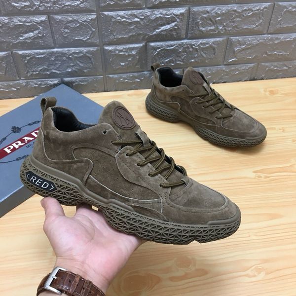

new style high-end luxury men's casual sports basketball shoes fashion design brand platform lace-up men's shoes frosted leather u, Black