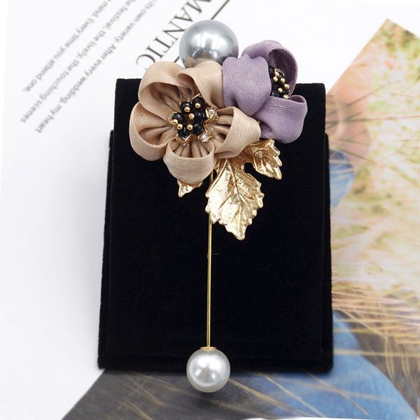 

statement vintage women accessories corsage pin decor imitation pearl flower pin brooch jewelry gift fashion birthday, Gray
