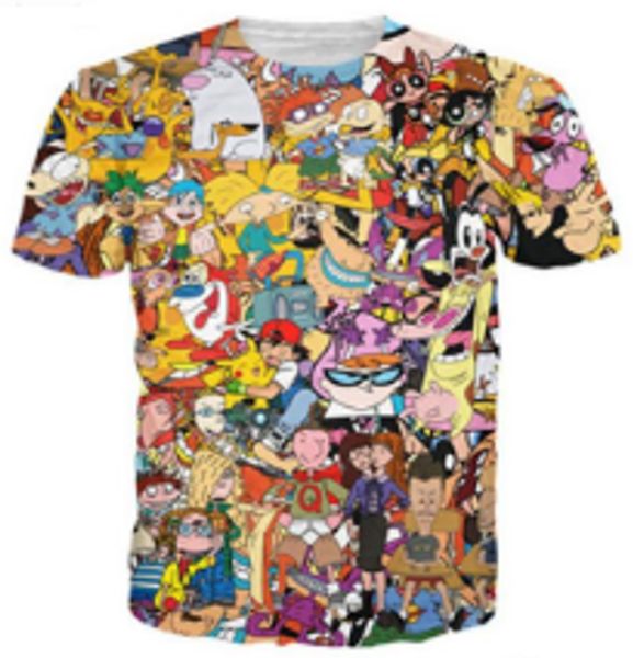 

90s cartoon t-shirts new fashion men women 3d character t-shirts casual t shirt 3d print t shirt dc015, White;black