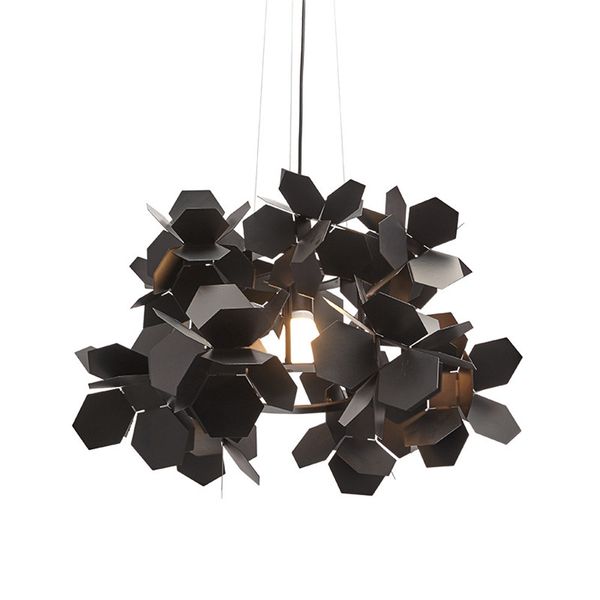Modern Black Flower Pendant Light Retro Metal Suspension Led Lamp