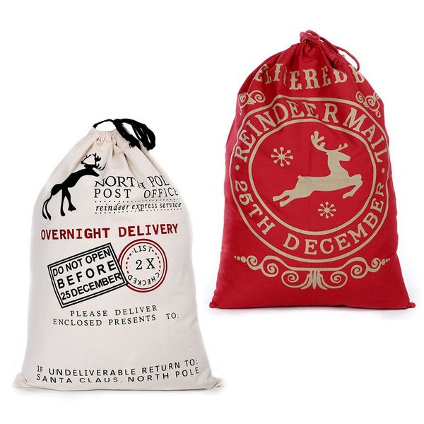 

2x christmas santa sack large vintage hessian xmas bag christmas gift presents stocking filler