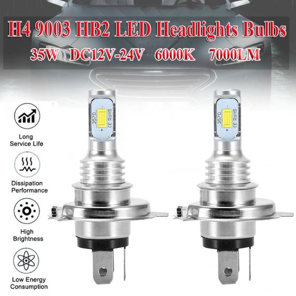 

h4 dc 12v-24v 35w 6000k 9003 hb2 super white csp led headlights bulbs kit high low beam canbus fog light far and near headlights