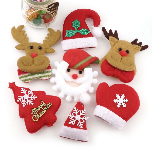 

10pcs merry christmas ornament plush snowman hat headwear accessory fabric for diy christmas decoration supply patches