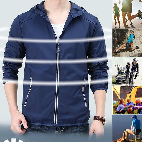 

fashion men cooling jacket summer outdoor zipper clothes, Black;brown