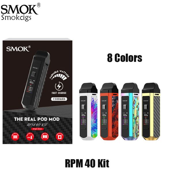 

SMOK RPM40 Kit 1500 мАч Встроенная батарея 40 Вт Выходной Мод с 4.3 мл об / мин Nord Pod RPM Сетчатая катушка Nord DC Катушка 100% оригинал