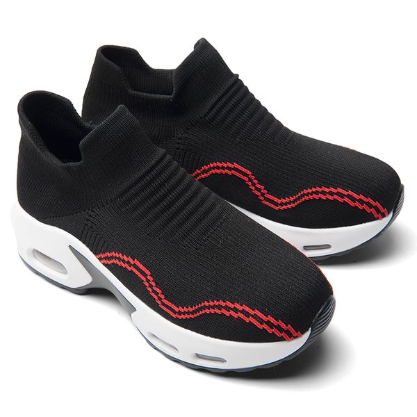 

women air cushion sneakers ladies height increasing sport shoes breathable knit socks running shoes yellow walking jogging
