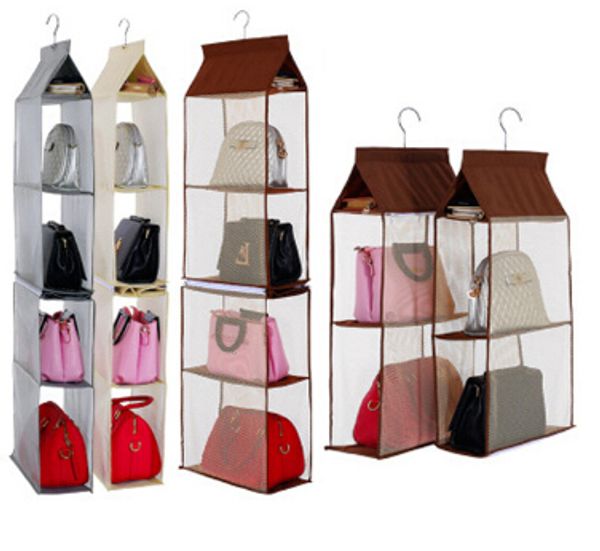 

handbag storage bag 4 layers three-dimensional folding wardrobe hanging storage bag non-woven cloth clothing hat organizer