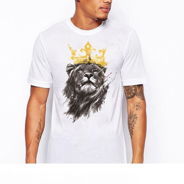 

men's lastest 2020 fashion short sleeve king of lion printed t-shirt funny tee shirts hipster o-neck cool, White;black