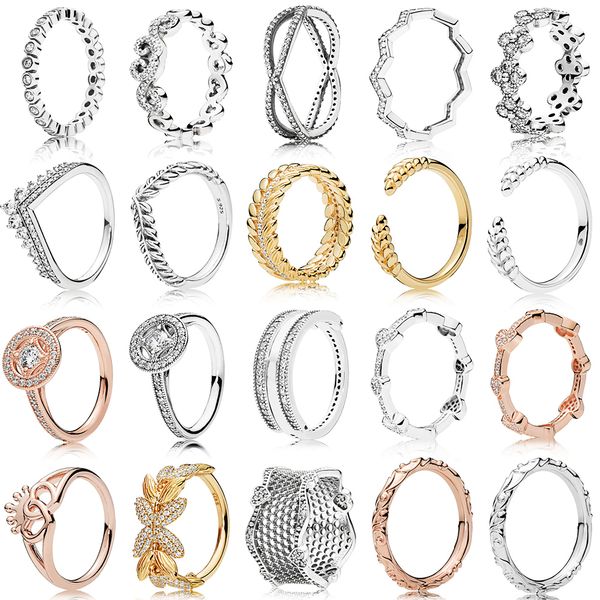 

new 2019 100% 925 sterling silver pandora rose gold shine circle of seeds lace of love ring for europe women original fashion jewelry