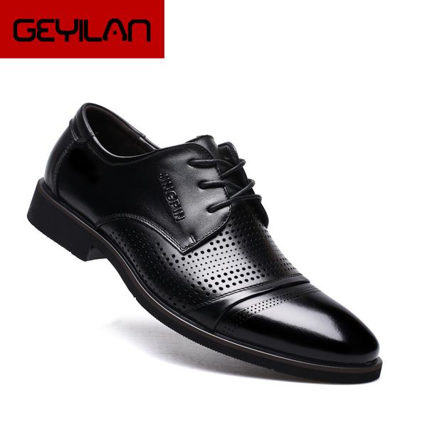 

2018 new autumn mens handmade men leather shoes fashion tidal brand lace-up men's leather business shoes for men wedding, Black