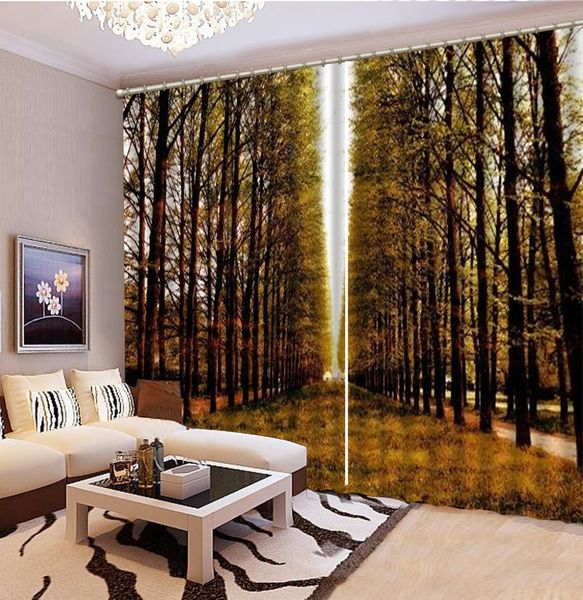 

curtain golden autum towering trees beautiful 3d landscape curtains interior decoration blackout curtains