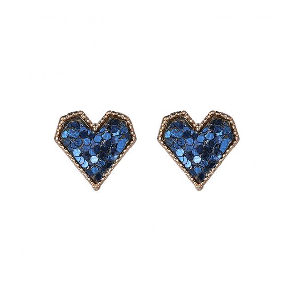 

s1369 fashion jewelry s925 silver post stud earrings cute sequins heart earrings, Golden;silver