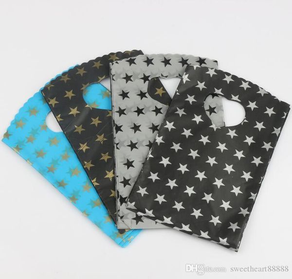

200шт много 9x15cm 4colors черный серый голубой со звездами pattern пластиковый мешок мешки подарка ювелирных изделий сумки, Pink;blue