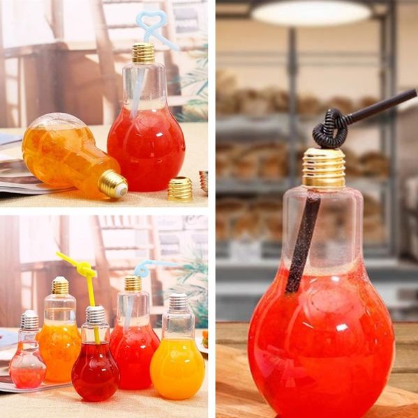 

drinkware light bulb beverage bottle milk tea bottle plastic juice bottle creative yogurt cup with straw cup drinkware tools 4680