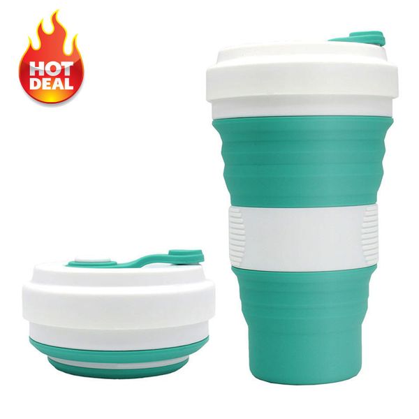 

creative 550ml folding silicone cup travel portable water cup silica coffee mug telescopic drinking collapsible mugs