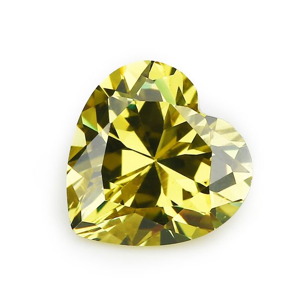 

100 pcs/ bag 7*7 mm heart faceted cut shape 5a loose olive yellow cubic zirconia beads for jewelry diy, Black