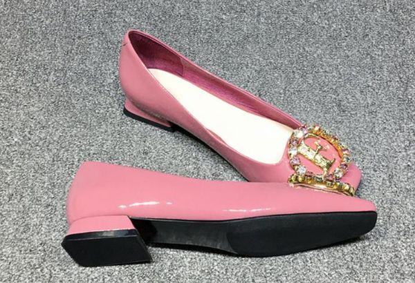 

2019 women's shoes in spring and autumn with new style low heel coarse heel square head water drill#176, Black