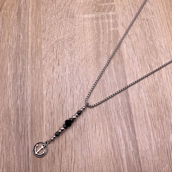 

naiqube anchor pendant necklace geometric vintage chain beads arrow diy handmade necklace for men and women jewelry, Silver