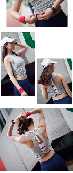 

new ropa de yoga cut back open crop women slim fit gym tank athletic vest solid running training tanks, White;red