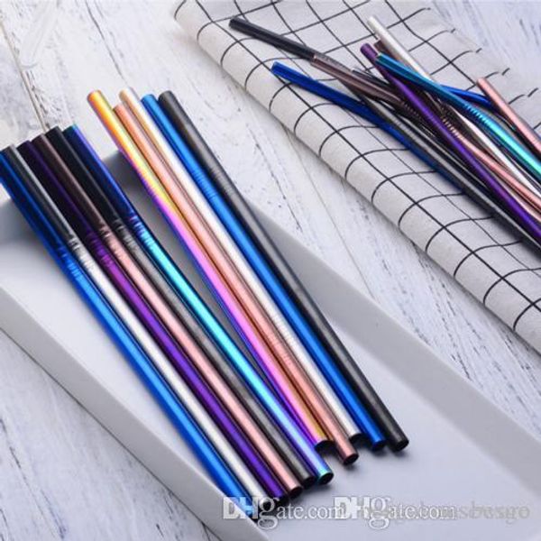 

colorful stainless steel drinking straw 21.5cm straight bent reusable straws juice party bar accessorie bh0223 tqq