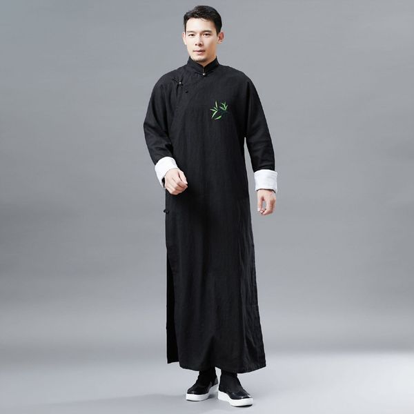 

chinese ancient costume traditional performance stage wear male cheongsam long sleeve tang suit for mens national style men gown, Black;red