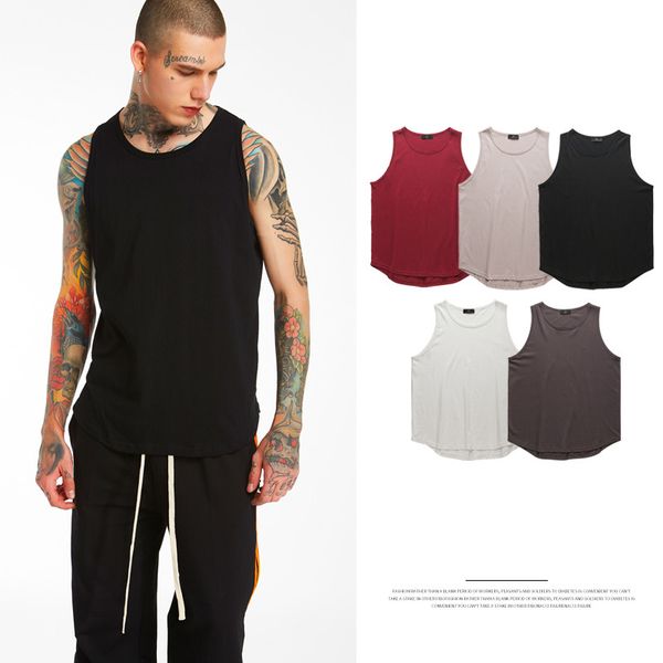 

mens tank casual 2019 summer new high street solid color men vest loose sleeveless undershirt male sportswear bodybuilding, White;black