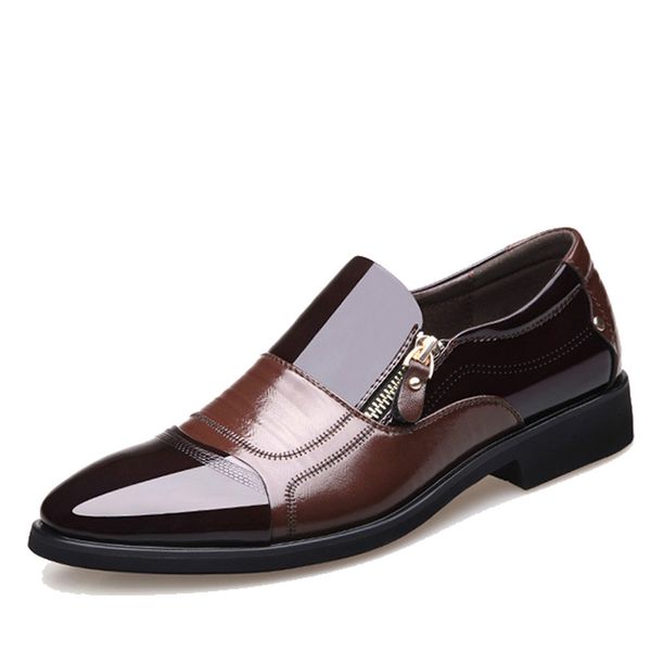 

new 2019 autumn business men shoes soft casual breathable men's flats zip shoes pu leather men oxford 2.5, Black