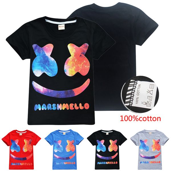 

dj marshmello kids t-shirts 6-14t kids boys girls cartoon printed 100% cotton tee shirts tshirts kids designer clothes ss107, Blue