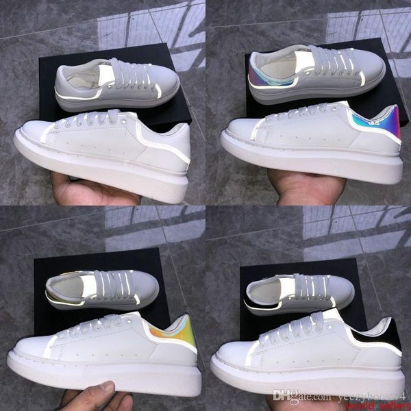 

reflective casual platform shoes womens balck white golden red navy snake skin leather falt sneakers fashion luxury men designer shoes