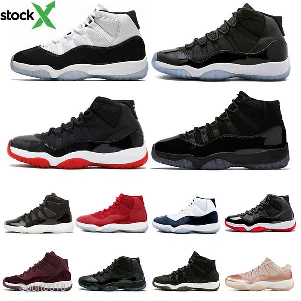 

11 11s mens basketball shoes concord 45 cap and gown legend blue space jam xi women sport sneakers shoes, Black