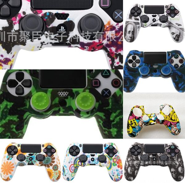 

2cfhv красочные силиконовый чехол резиновый кожи анти-скольжения обложка для ps4 dualshock 4 pro тонкий контроллер withthumb палочке властям