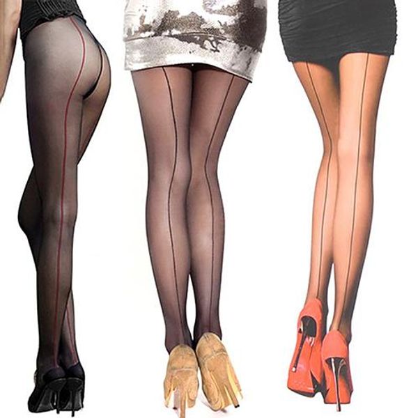 

tights women women's ultra sheer transparent line back seam tights stockings anti-hook footless stretchy pantyhose, Black;white