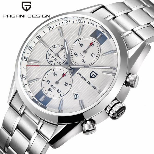 

pagani design simple style business male watch quartz stainless steel band luxury wristwatch mens reloj hombre, Slivery;brown