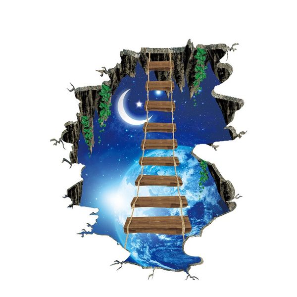 

pvc 3d moon star sky ladder wall sticker for home kids bedroom
