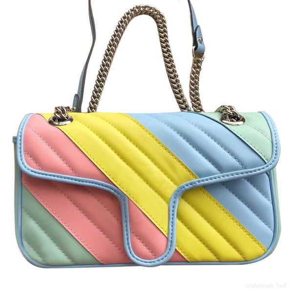 

women handbags rainbow classic bag wave pattern single shoulder diagonal chain female bag color letter flip chain bag 26cmx15cmx7cm type3