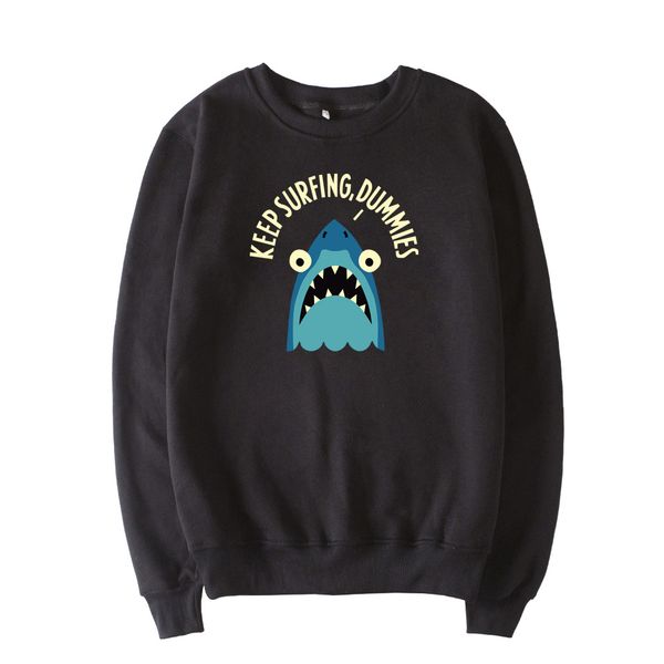 

men's hoodies & sweatshirts mens hoodie keep surfing dummies printing round collar casual large size spring time pullover, Black