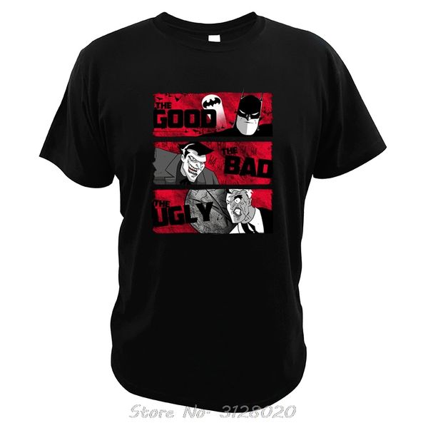 

the good the bad and ugly t shirt face men cotton tees camisetas movie dark knight t-shirt, White;black
