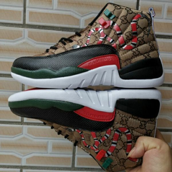 

12 g generation of nake black brown red men 2019 ba ketball hoe new tyle 12 men nake kin multicolor port de igner neaker with box