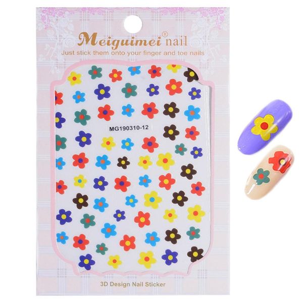

1 sheet transfer stickers adhesive decals nail decoration diy 3d flower, Black