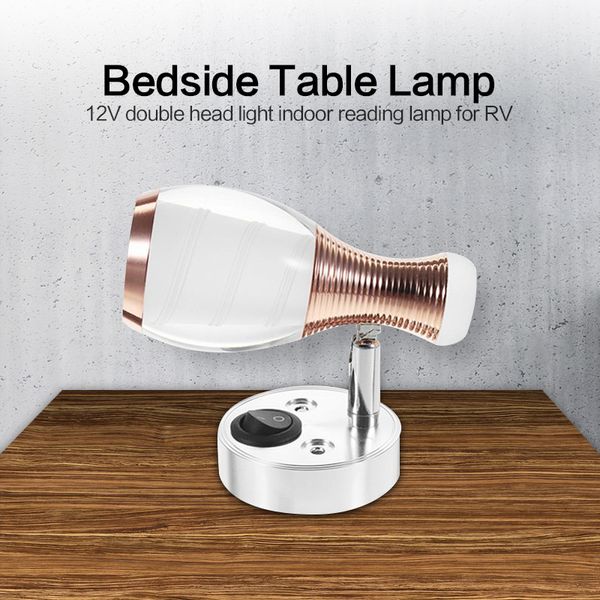 

1pc new selling 12v double head light indoor reading lamp for rv wall cabinet for yacht bedside lighting led table lam