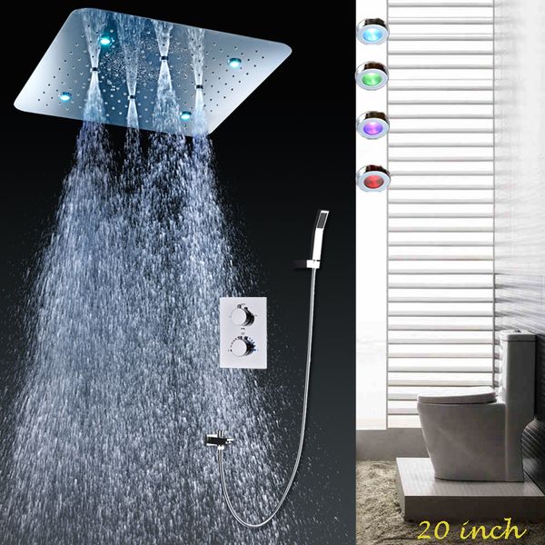 

bathroom faucet 20 inch ceiling square rian shower 2 funtions electric led bath thermostatic mixer set / brass hand shower