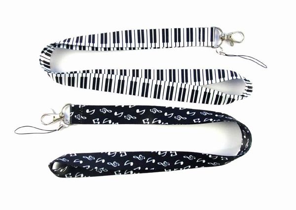 

10pcs piano musical note art lanyard keychain lanyards for keys badge id mobile phone rope neck straps accessories gifts, Silver