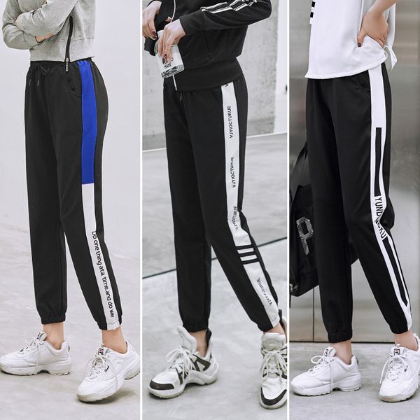 

pocket sports pants women high waist loose running pants gym ladies quick dry patch workout harem, Black;blue
