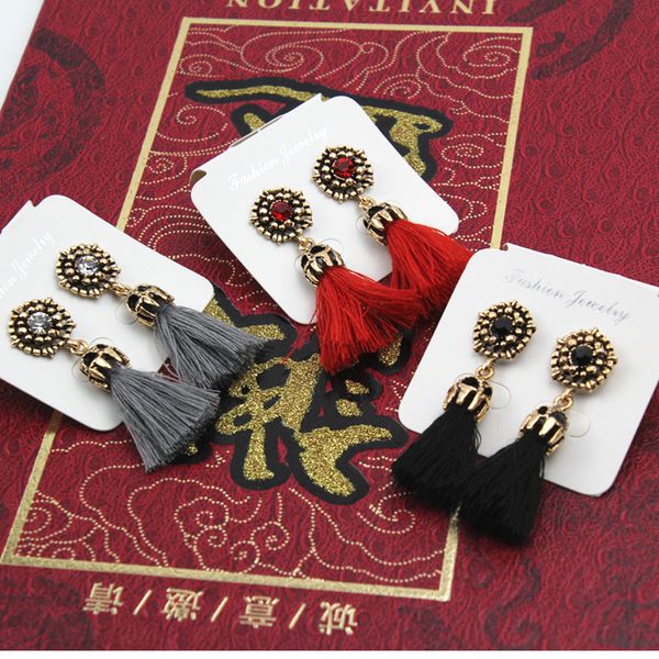 

мода старинные серьги для женщин ювелирные изделия яркий кристалл серьги цветок древние длинные кисточкой серьги pendients для партии e0187, Golden;silver