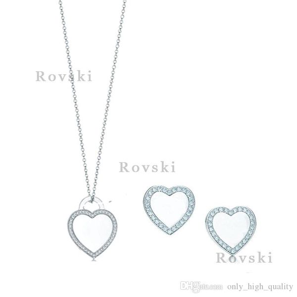 

925 sterling silver new style, classic zircon earrings necklace suit, suitable for women to attend the banquet